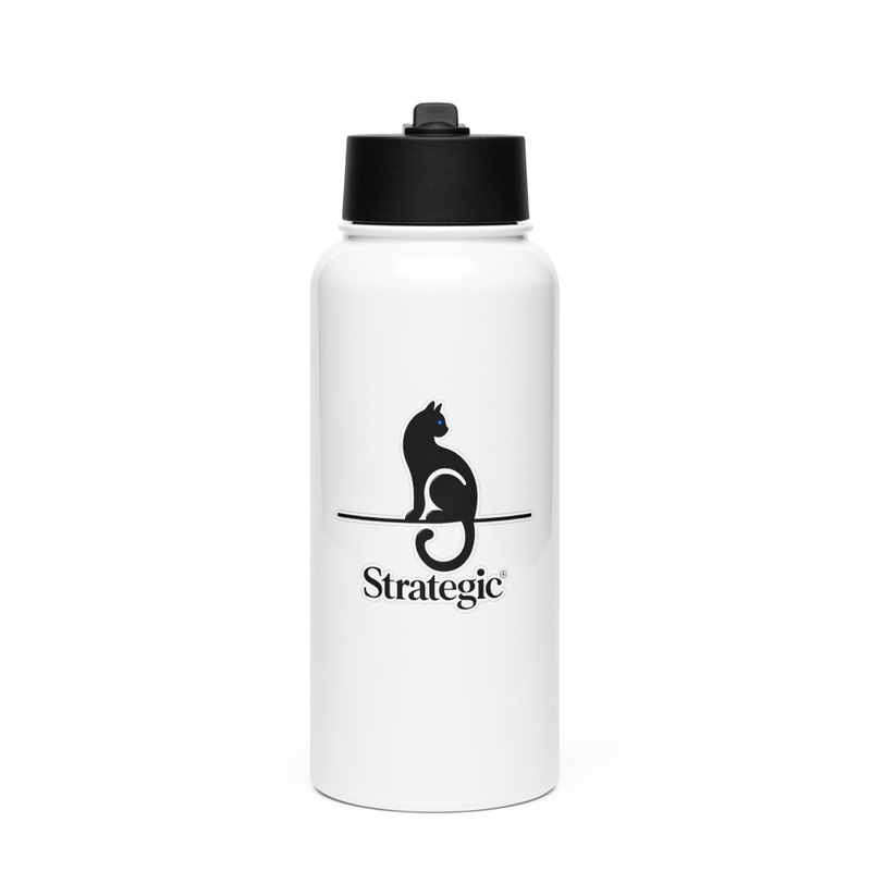 Stainless steel water bottle with a straw lid