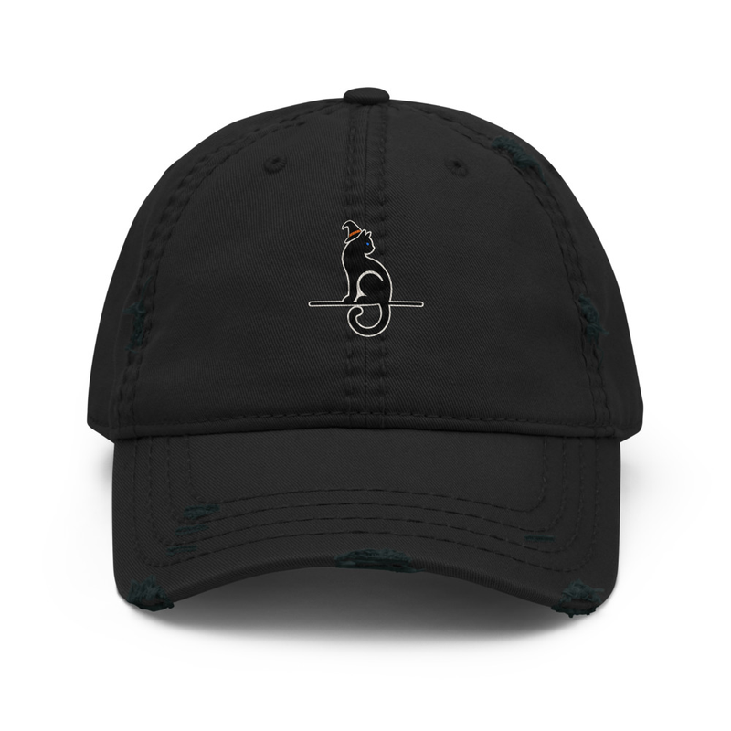 Witch Hat Gato Dad Hat in Black